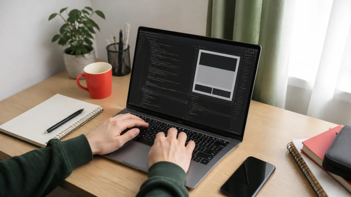 大学生がプログラミングに使うノートPCと学習机